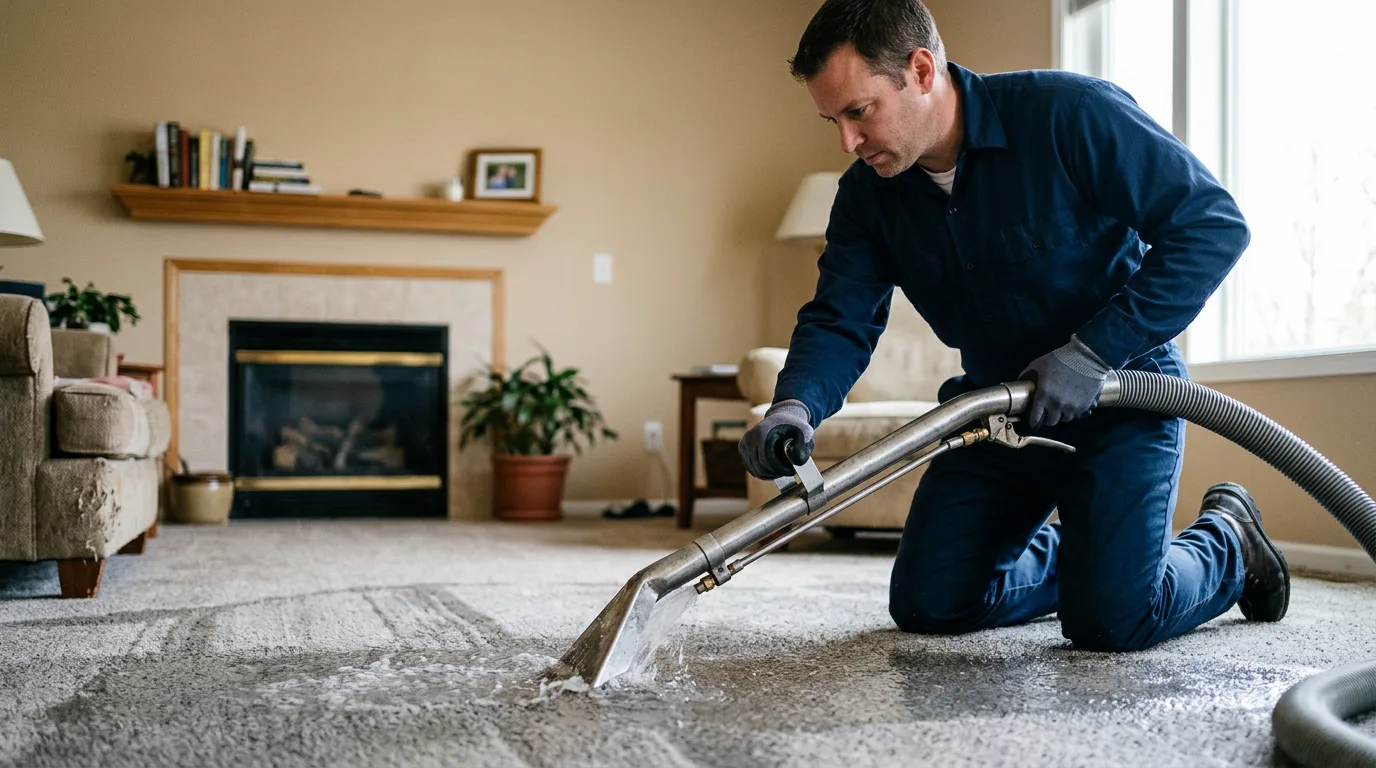 Water damage restoration technician working near Mountain View, MO